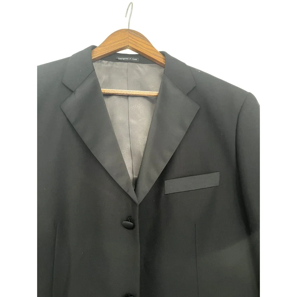 Tessori Uomo Mens 42S Black 100% Wool‎ Tuxedo Blazer Tailored In Italy Luxury